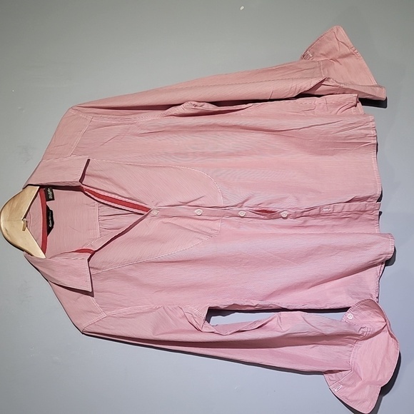 Eddie Bauer Y2K Long Sleeve Collared Pin Striped Button Down Blouse - Picture 1 of 8